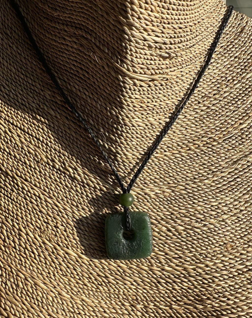 Canadian Jade Textured Square Pendant - 20mm