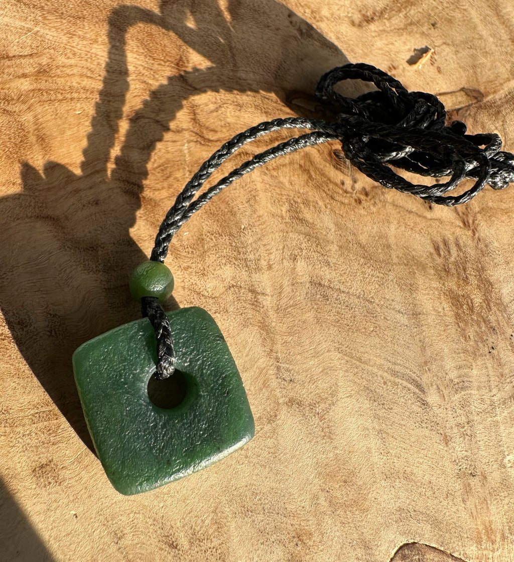 Canadian Jade Textured Square Pendant - 20mm