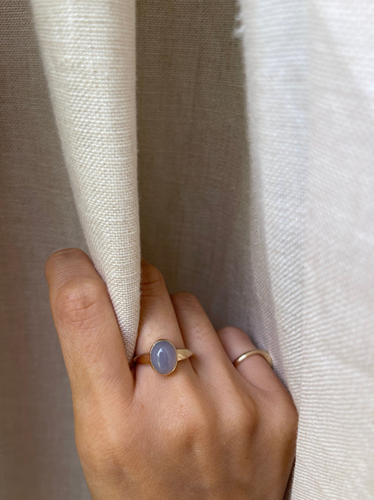 14K Blue Chalcedony Ring