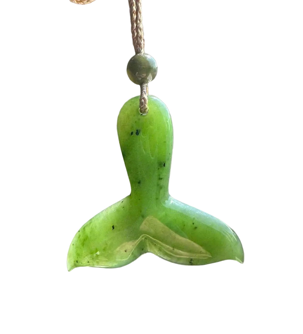 Jade Whale Tail Pendant, 1.5"