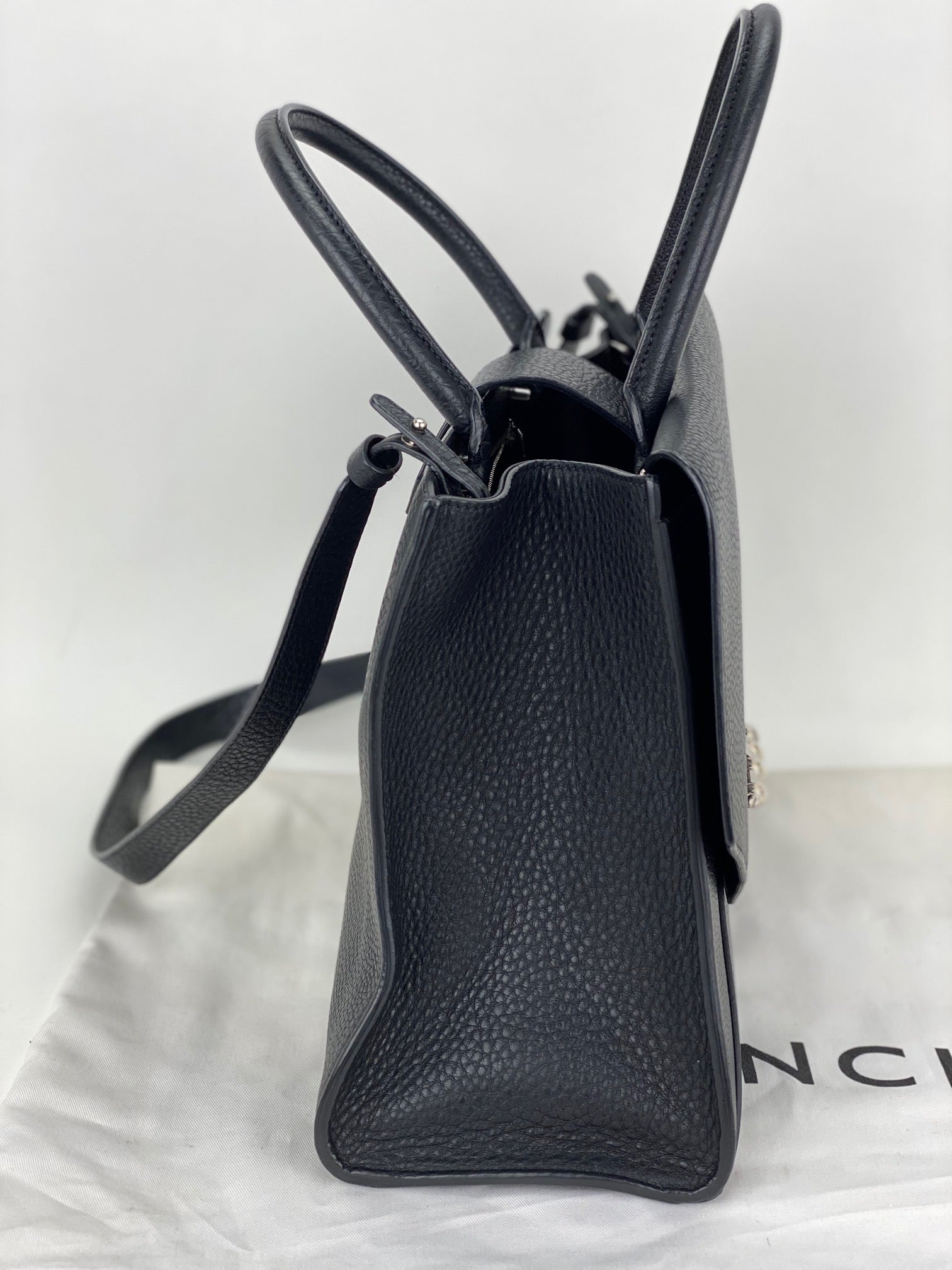 Givenchy Obsedia Medium Flap Black Pebbled Calfskin Satchel Hand Bag