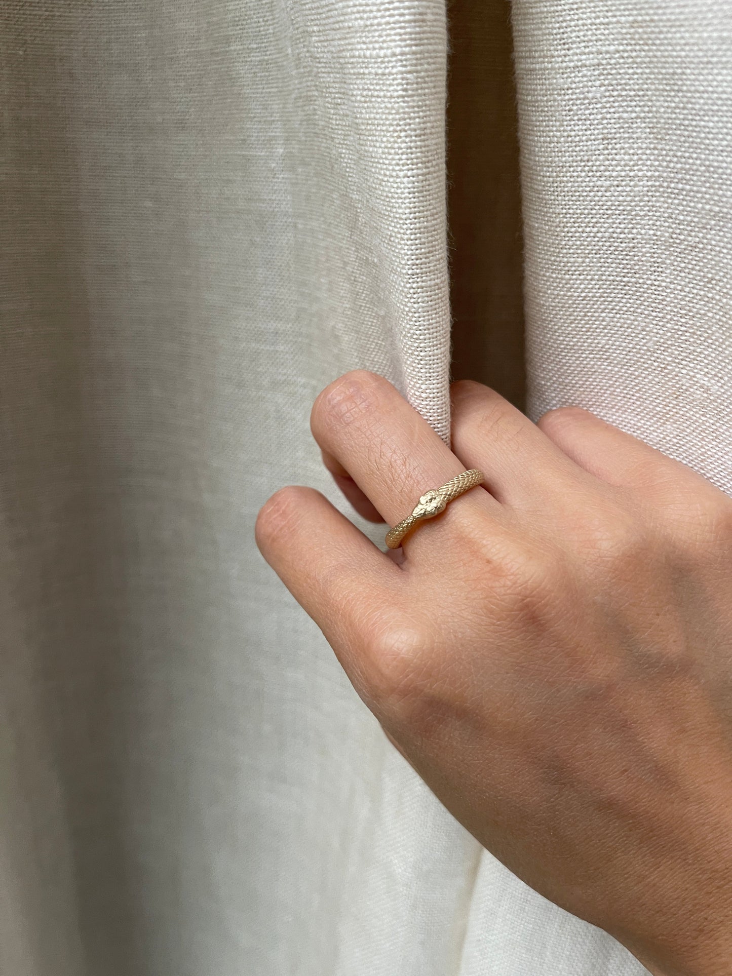 14k Serpent Emerald Ouroboros Ring
