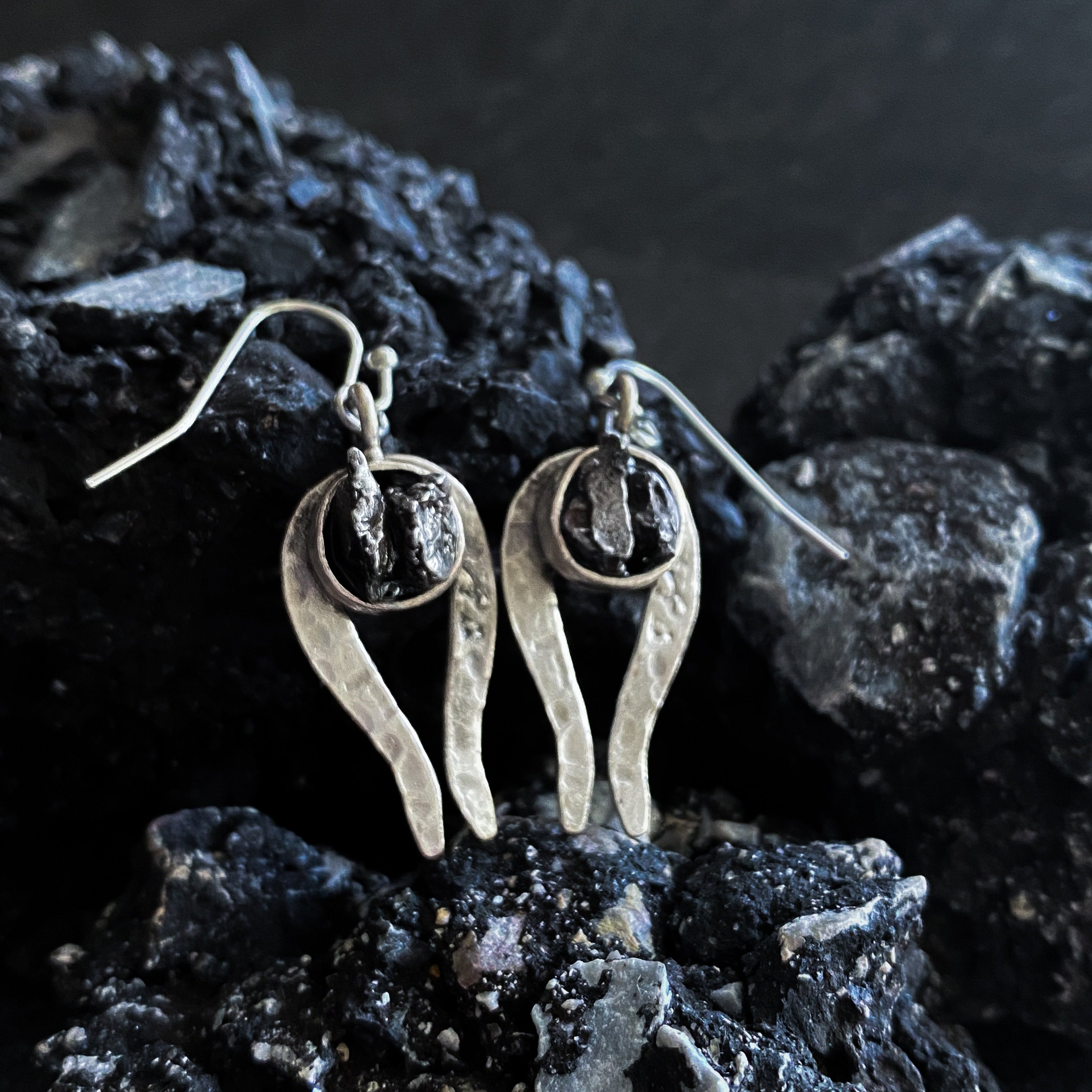 Comet Earrings with Authentic Meteorite