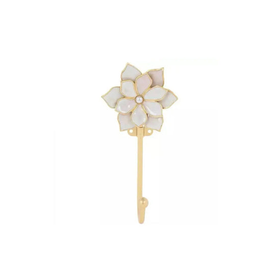 Floral Hook | Brass and White