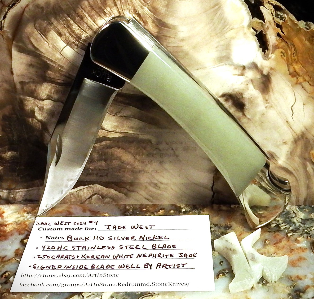 Buck Knife by Michael Hoover, Korean White Jade #4