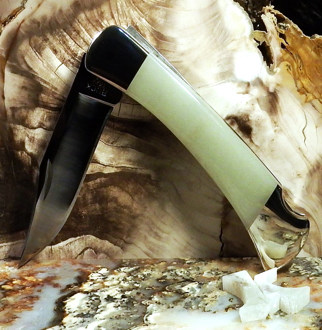 Buck Knife by Michael Hoover, Korean White Jade #4