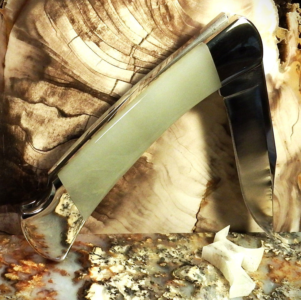 Buck Knife by Michael Hoover, Korean White Jade #4