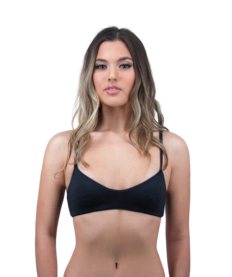 Classic Little Black Bikini Leilani Seamless Bralette Bikini Top in Midnight Black