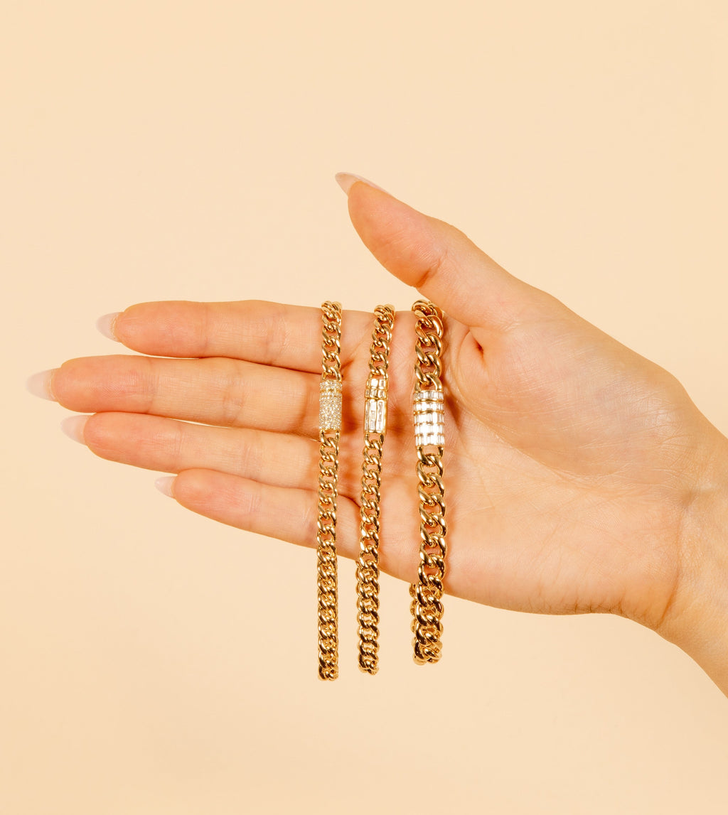 Diamond Lock Cuban Chain Bracelet