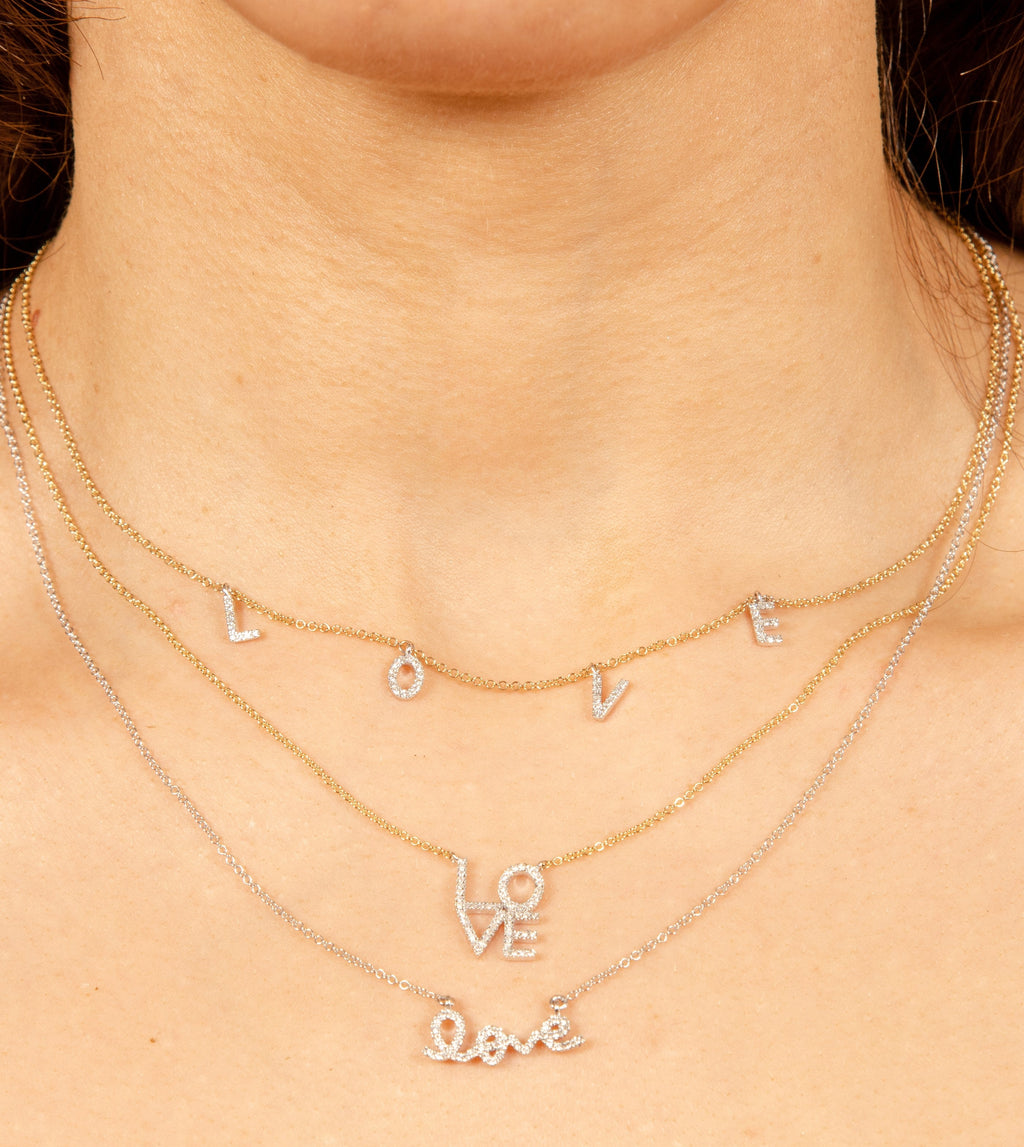 Diamond Love Block Necklace