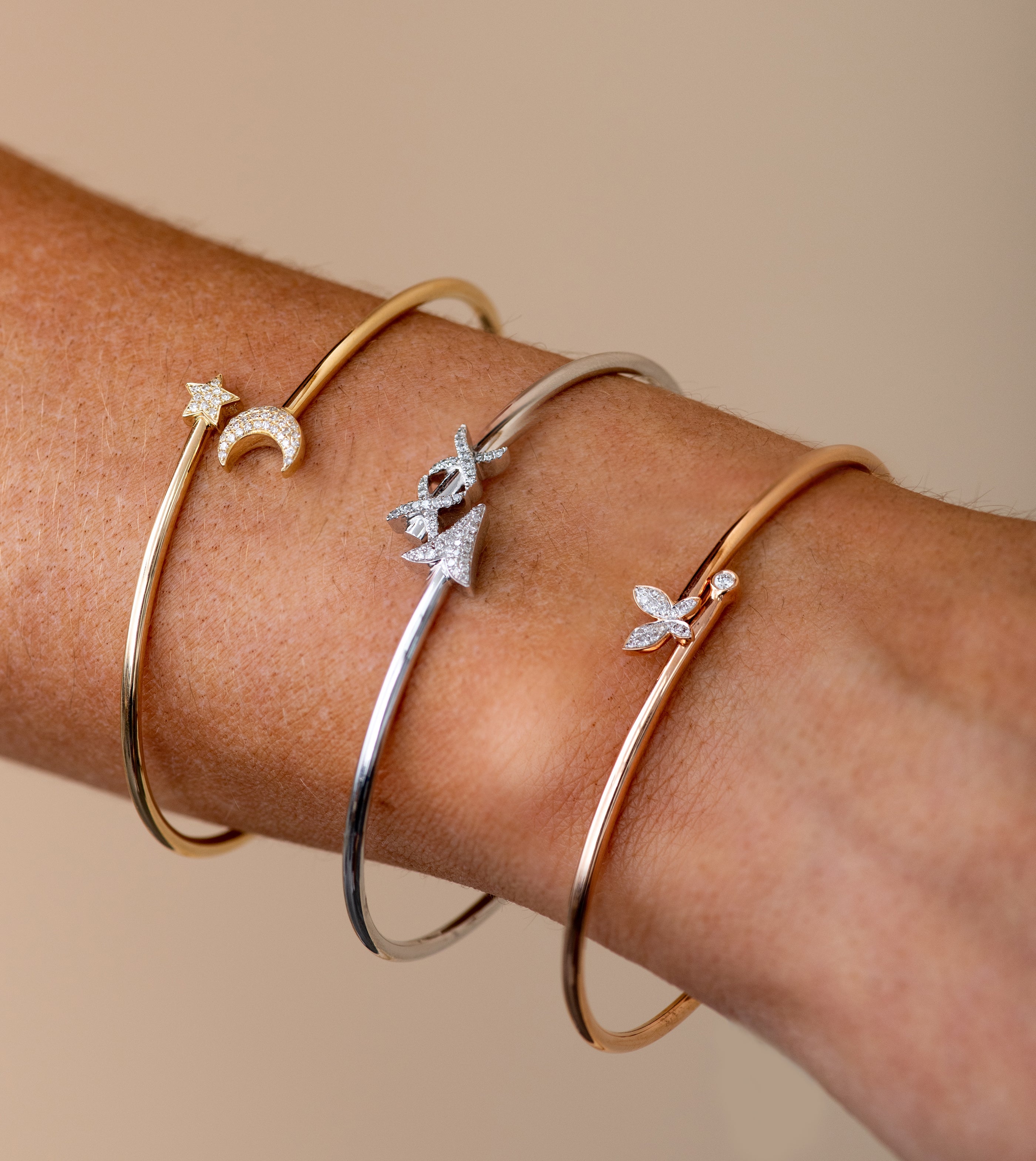 Diamond Butterfly Flexible Bangle