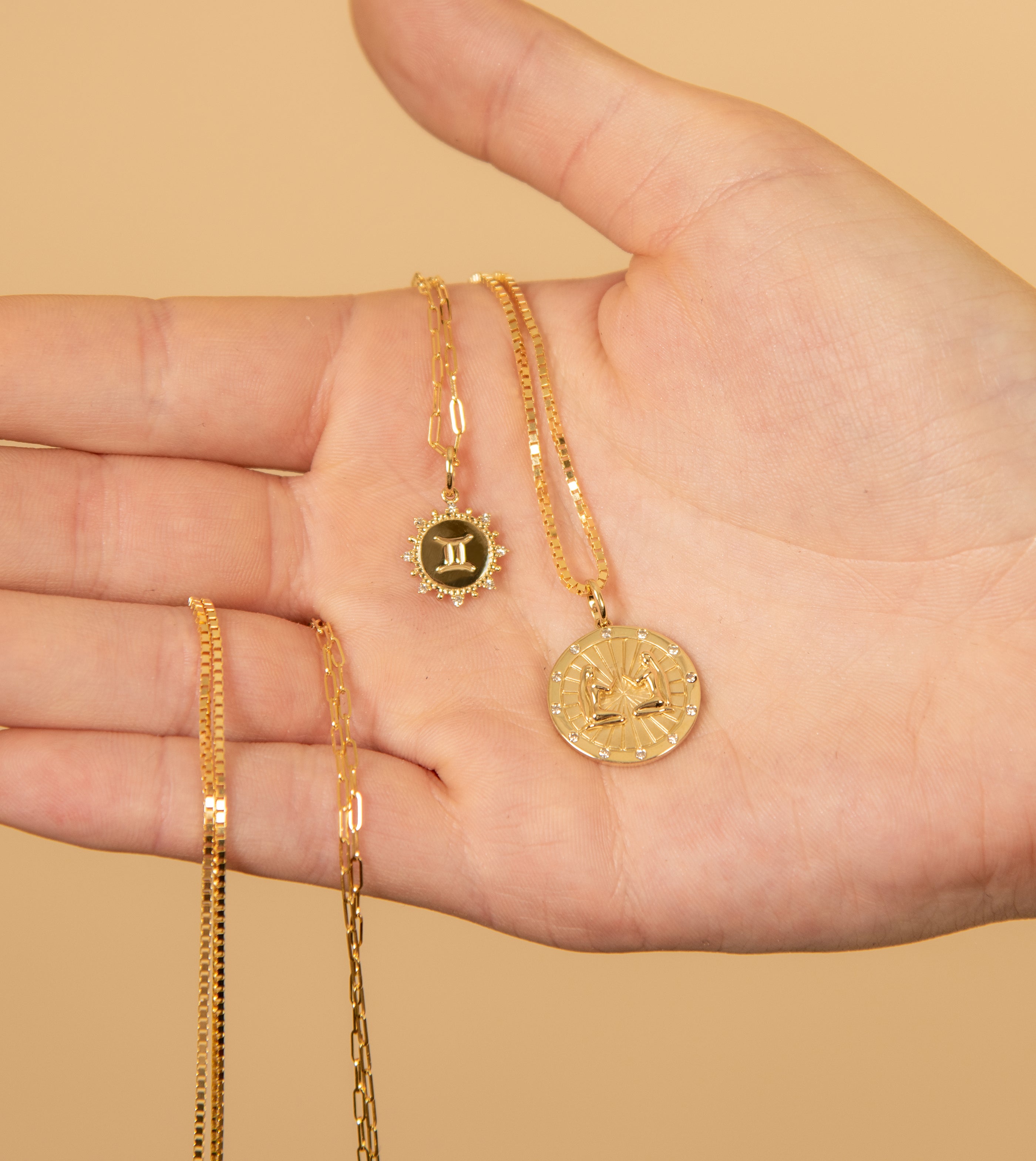 Diamond Zodiac Medallion Charm Necklace