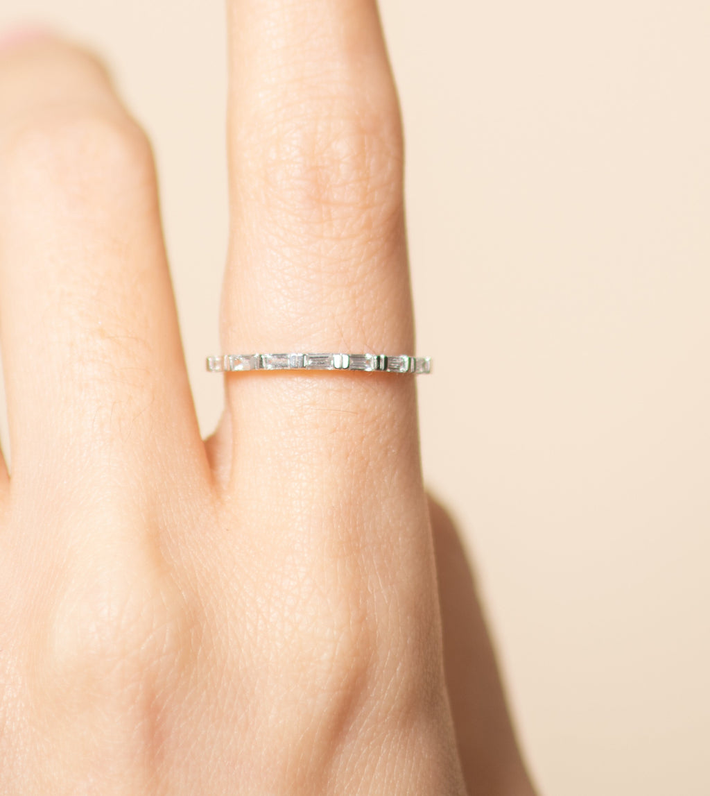 Diamond Baguette Bar Set Band
