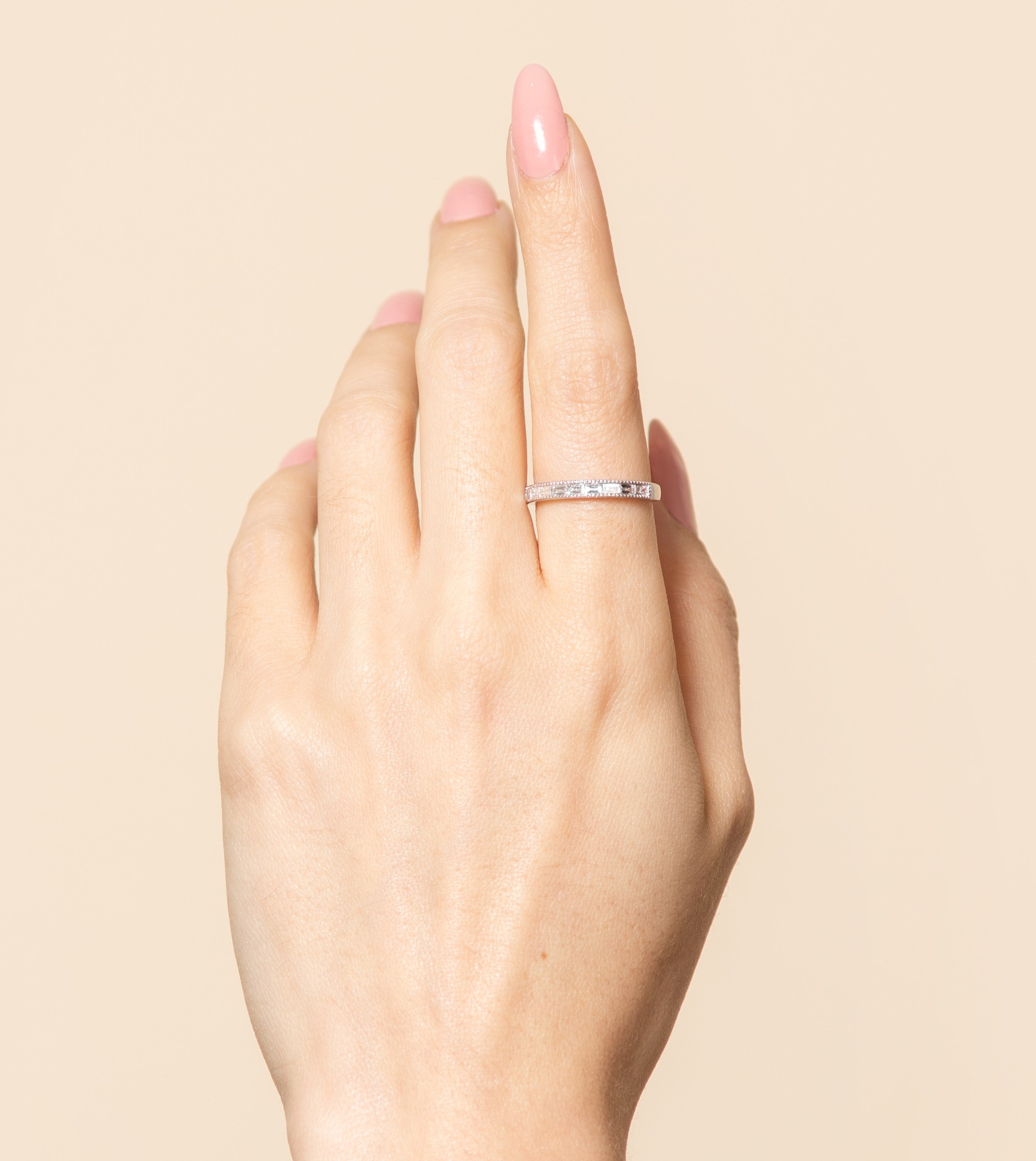 Diamond Baguette Milgrain Channel Set Band