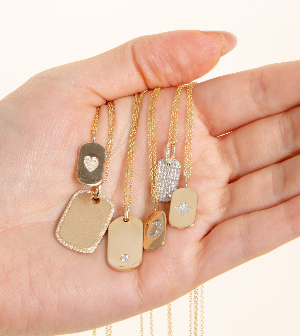Diamond North Star Dog Tag Necklace