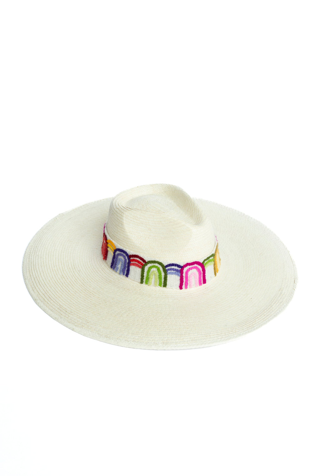 Wide Brim White Palm Leaf Straw Hat