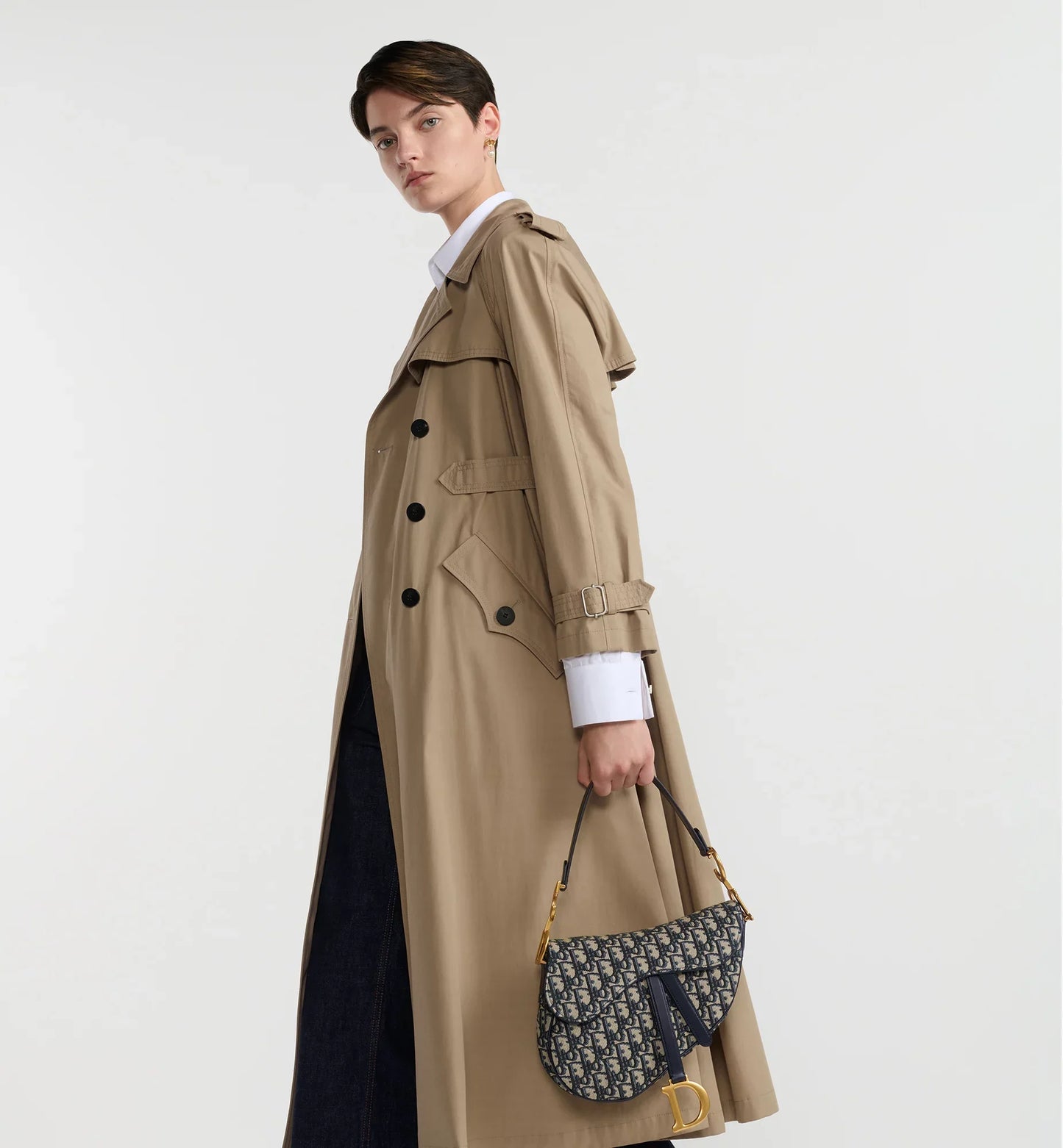 Saddle Bag with Strap Blue Oblique Jacquard