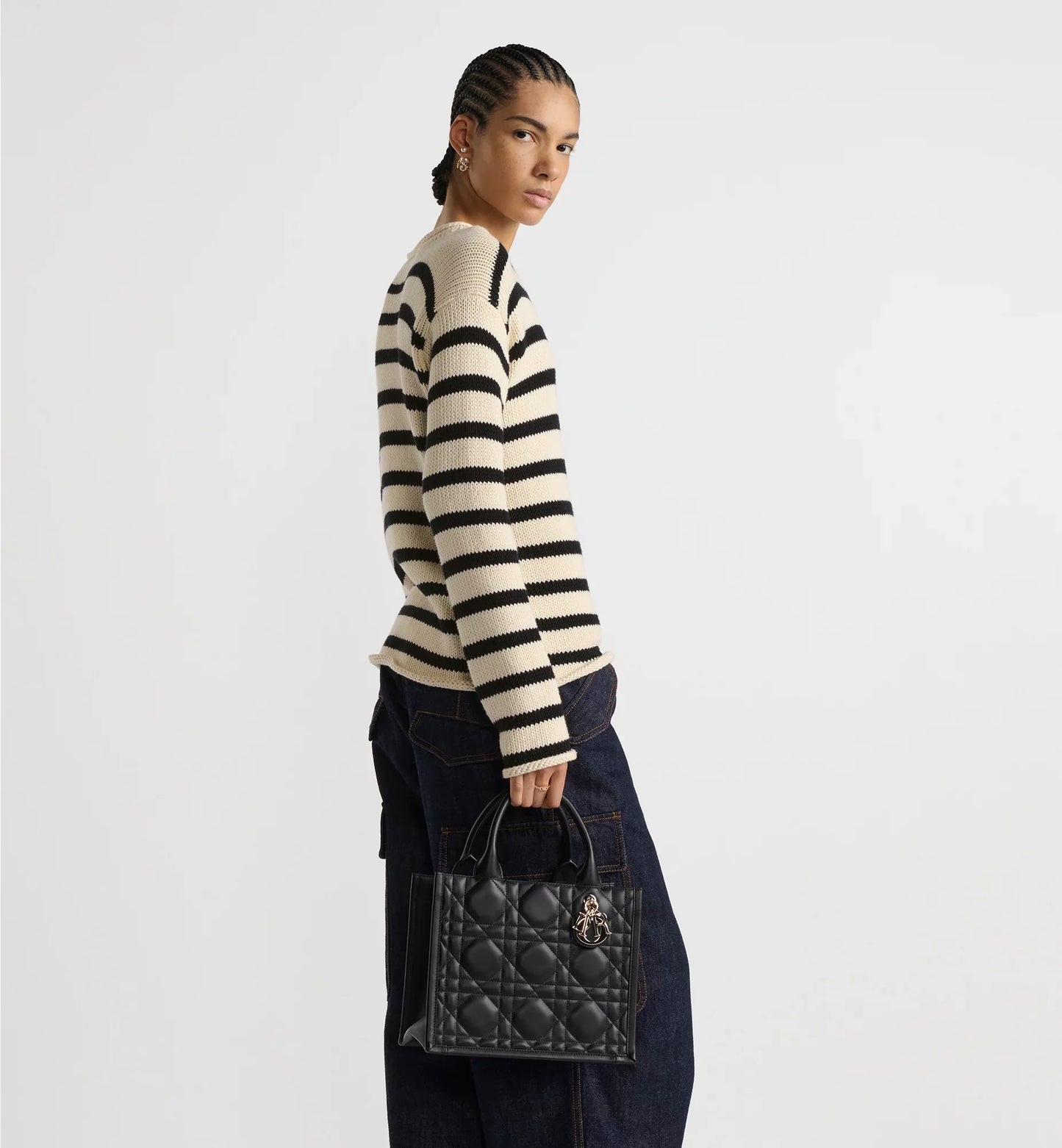 Small Dior Book Tote Black Macrocannage Calfskin