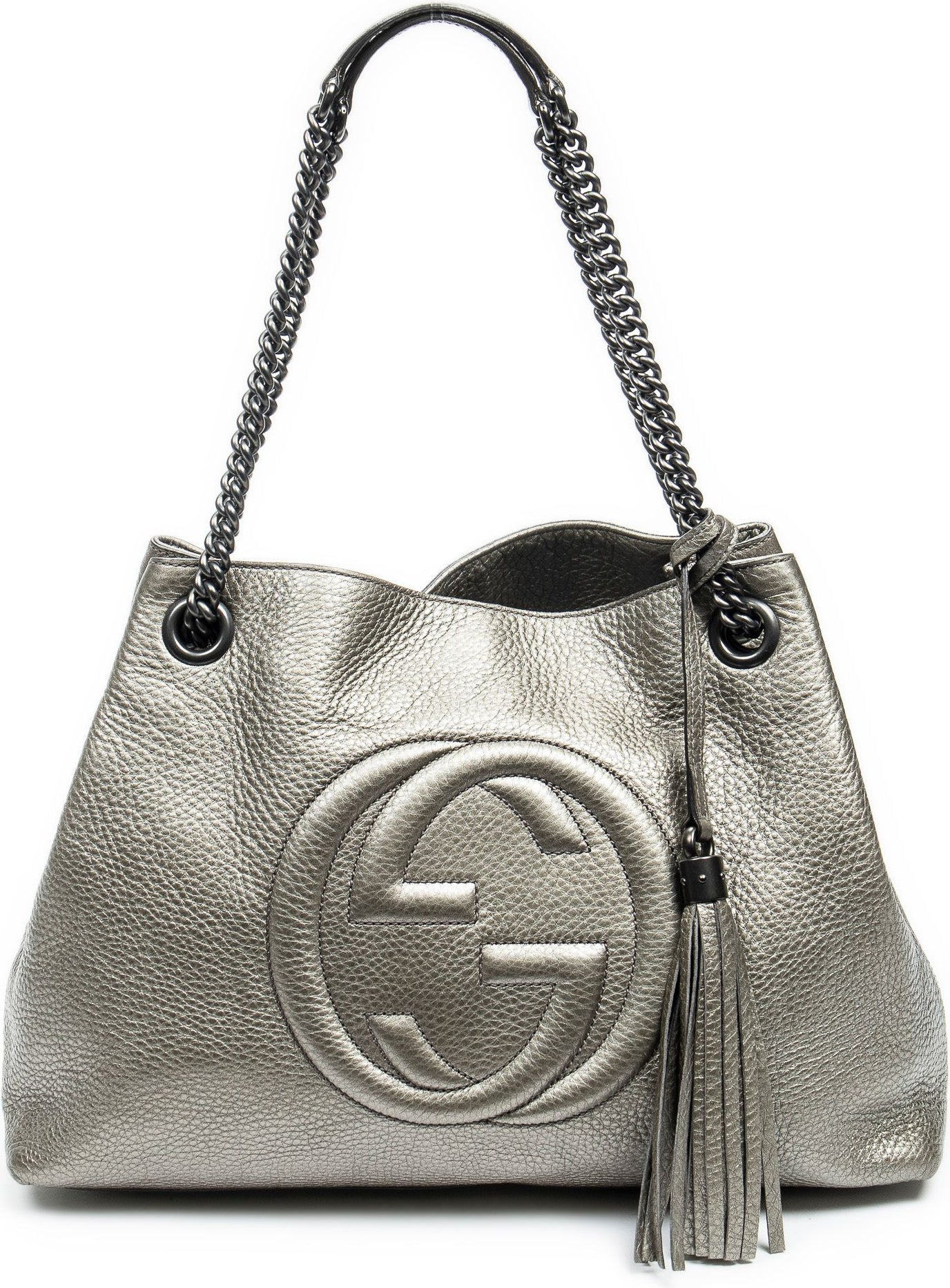 Gucci Soho Chain Tassel Tote Grained Leather