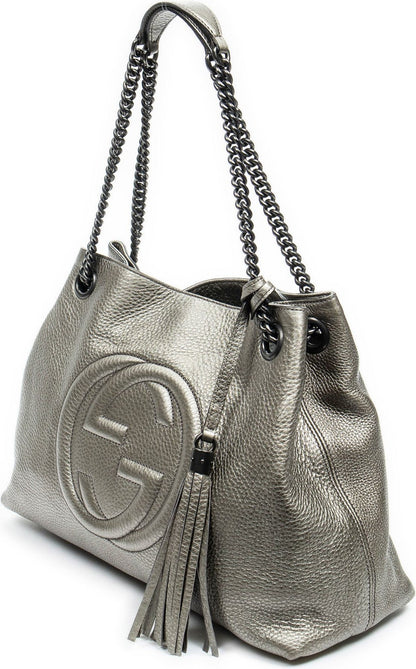 Gucci Soho Chain Tassel Tote Grained Leather