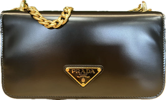 PRADA PATTINA IN PELLE VITELLO NERO TU