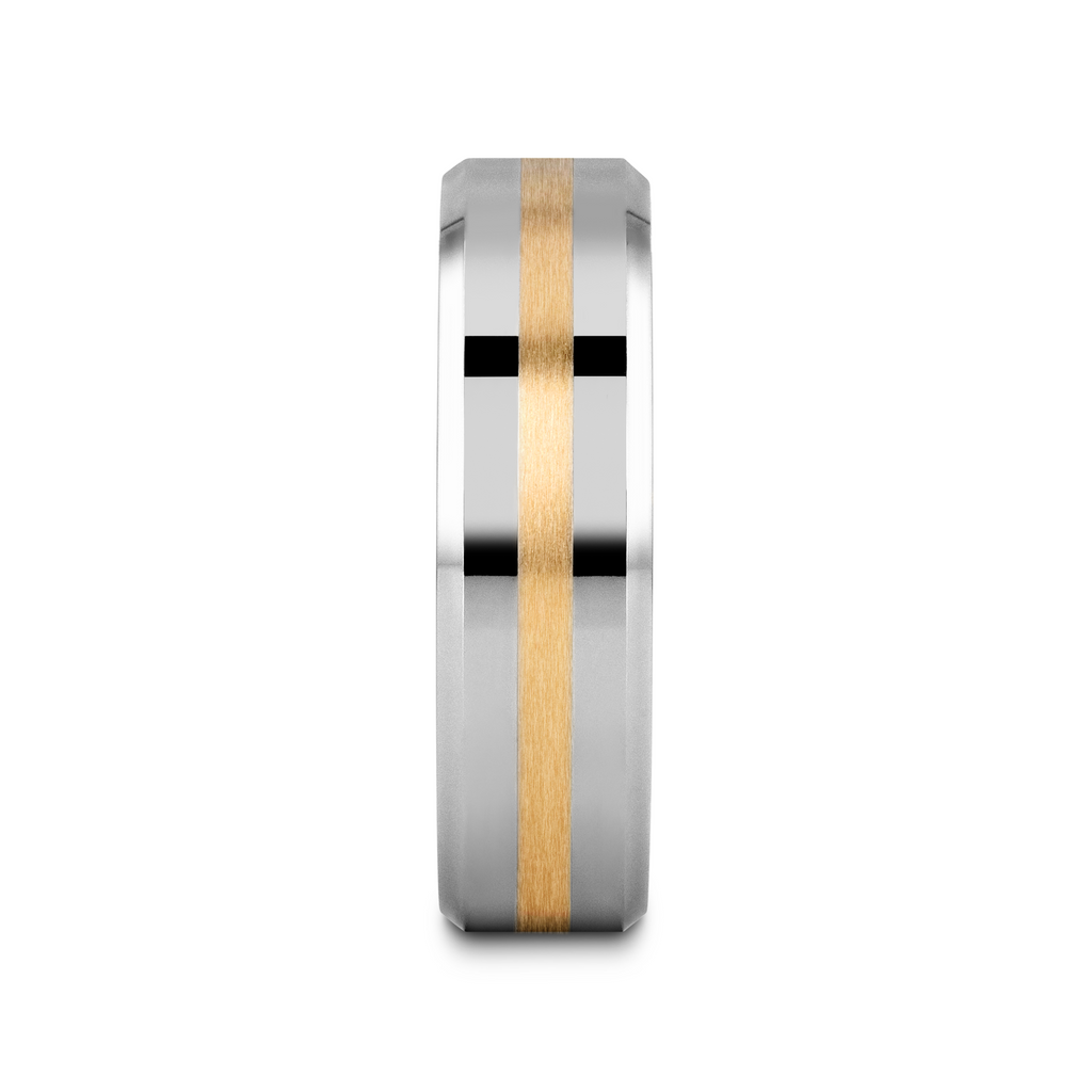 LEGIONAIRE Gold Inlaid Beveled Tungsten Ring - 6mm & 8mm