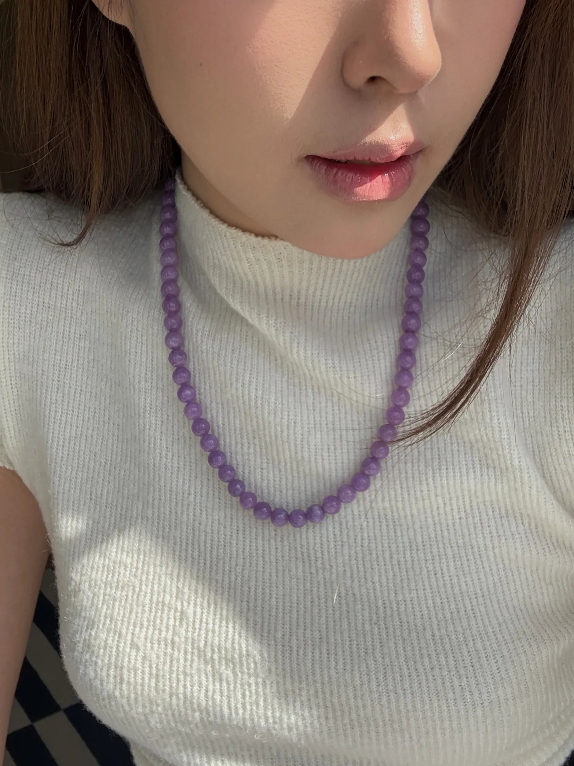 Lilac — Purple Jade Beaded Necklace
