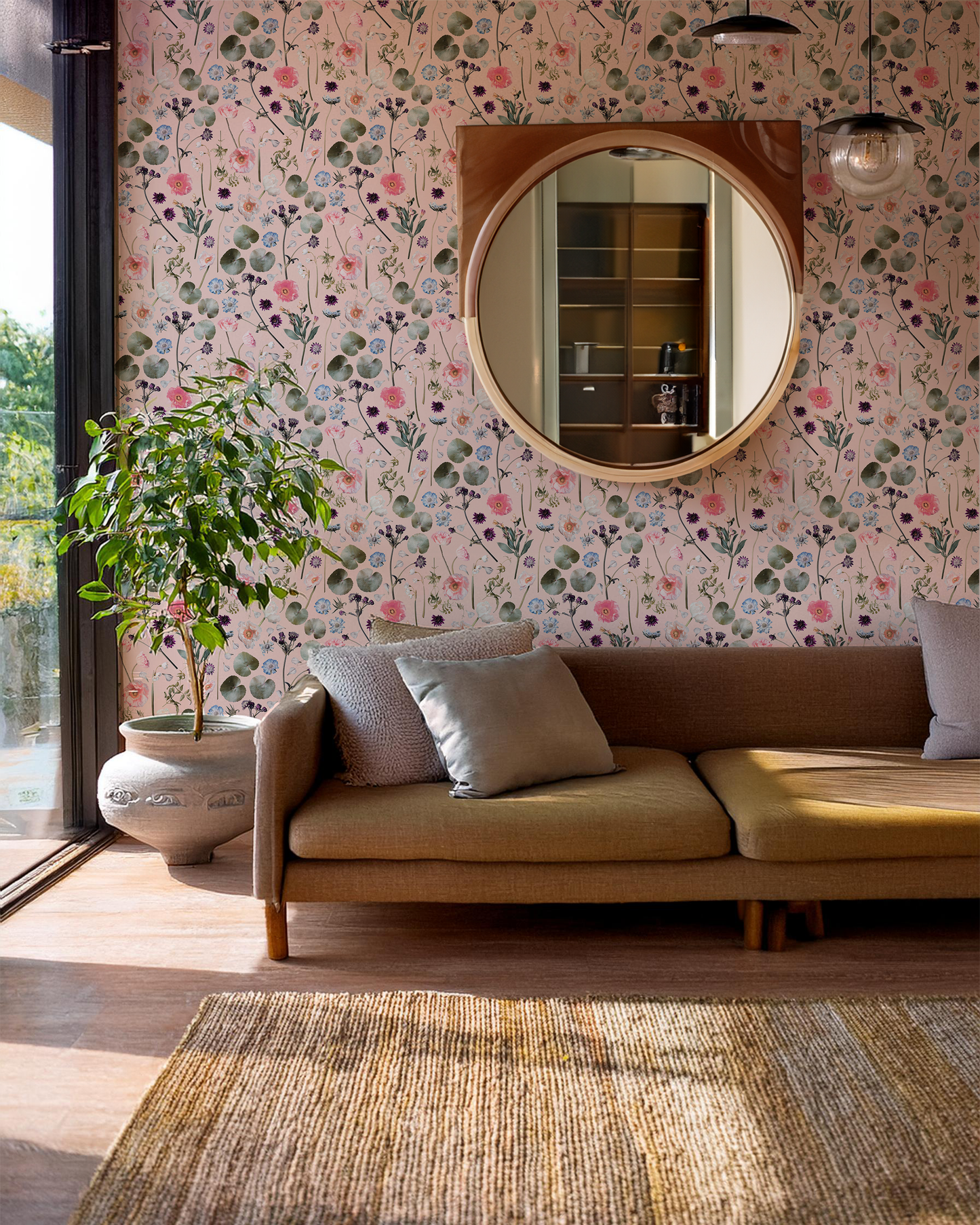 Floral Finds Wallpaper, pink