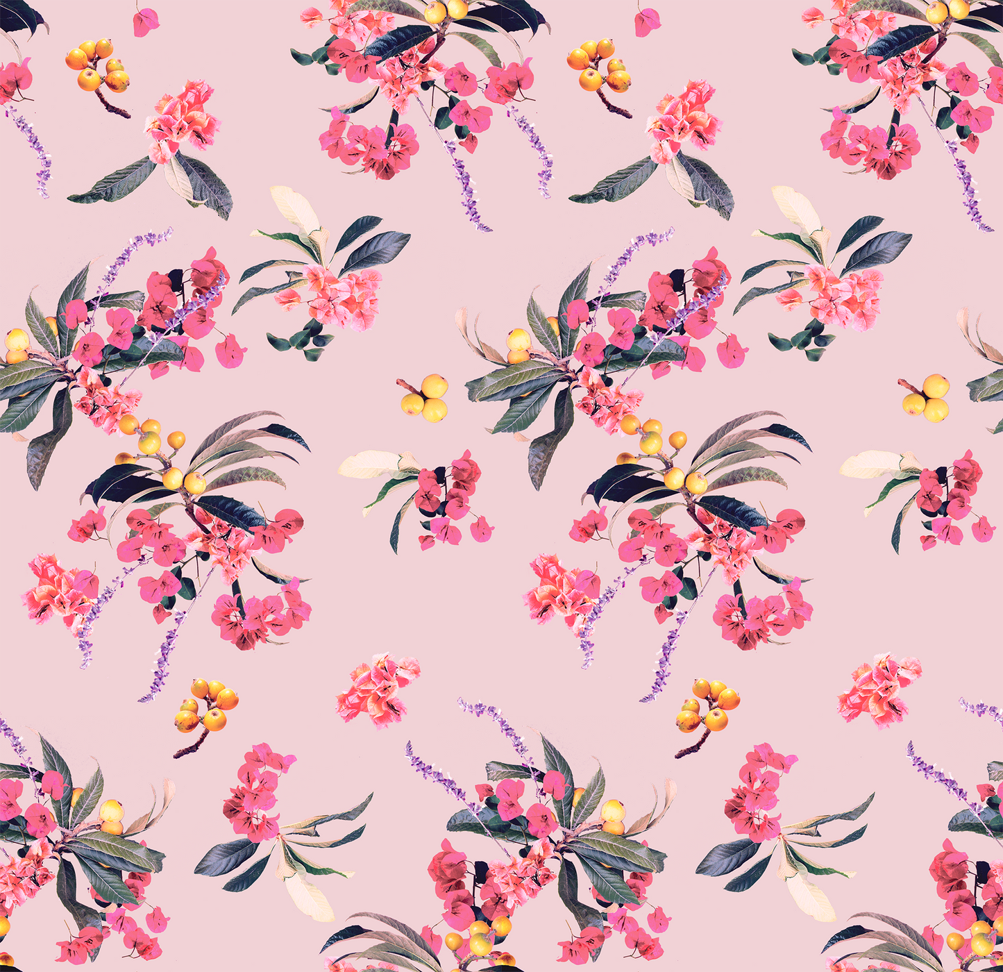 Floral Loquat Wallpaper, pink