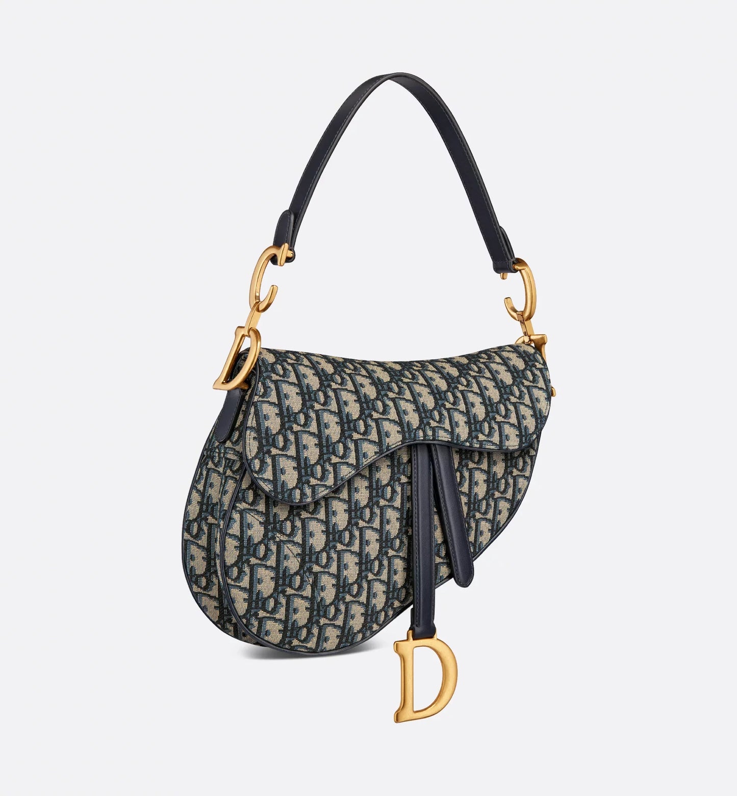 Saddle Bag with Strap Blue Oblique Jacquard