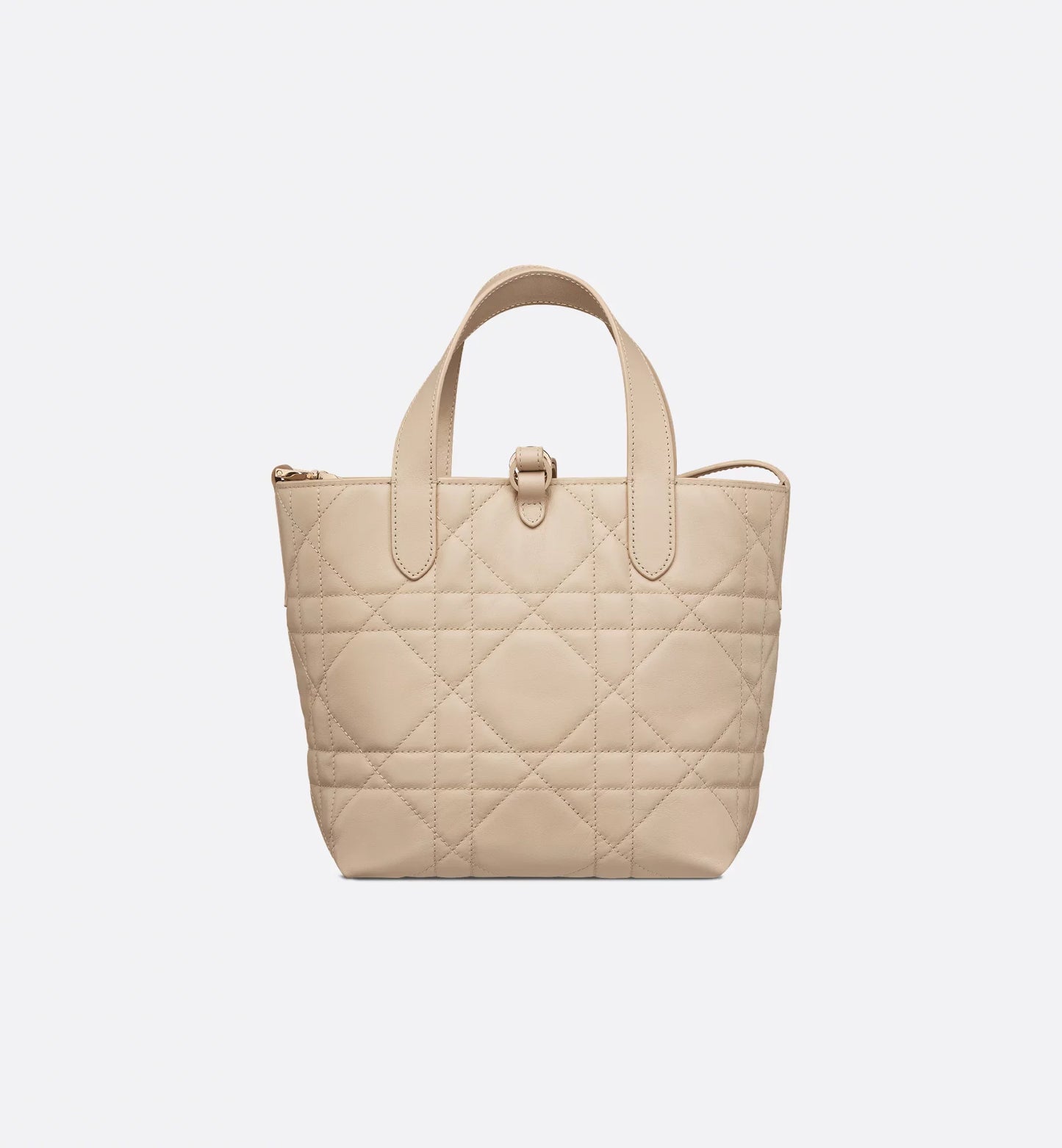 Small Dior Toujours Vertical Tote Bag Powder Beige Macrocannage Calfskin