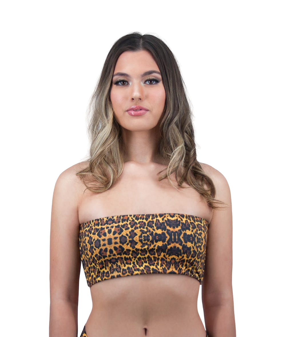 Mira Reversible Bandeau Bikini Top in Leopard Print