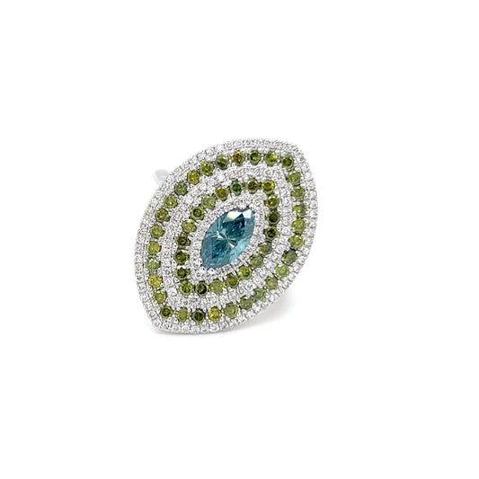 Marquis Blue Diamond Ring