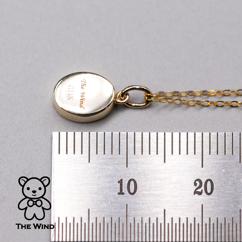 Geometric Oval Shaped Australian Doublet Opal Pendant 14k Yellow Gold