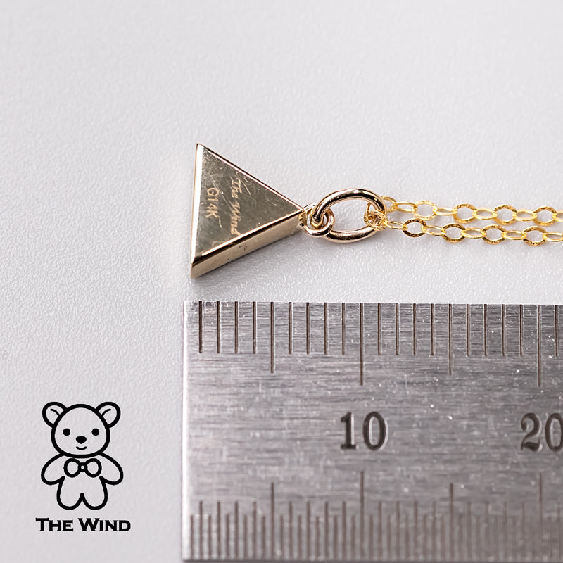 Geometric Triangle Shaped Australian Doublet Opal Pendant 14k Yellow Gold