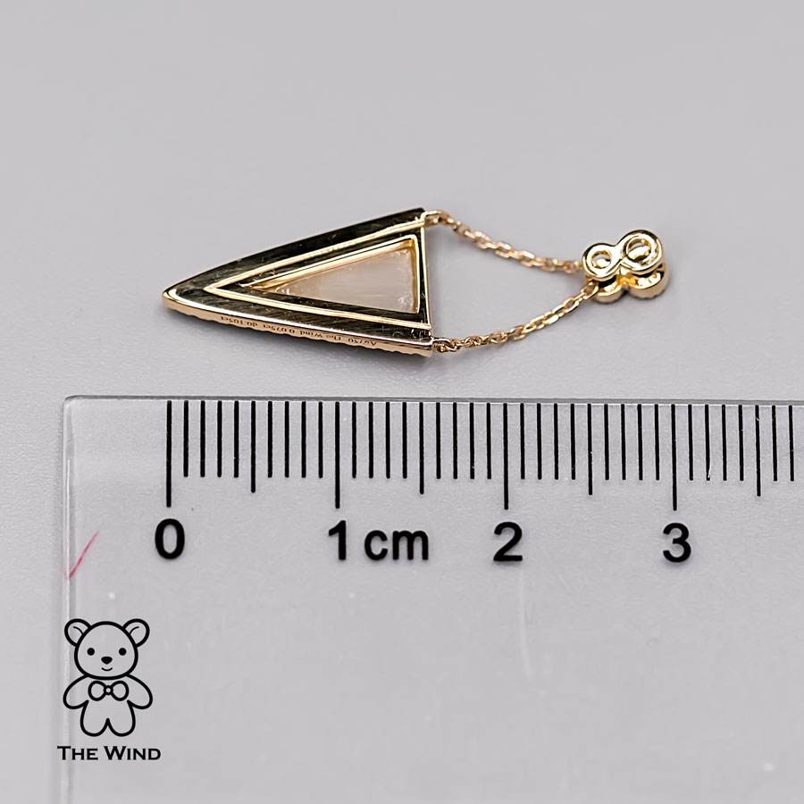 Elegant Triangle Mother of Pearl Diamond Tsavorite Pendant Necklace 18k Yellow Gold