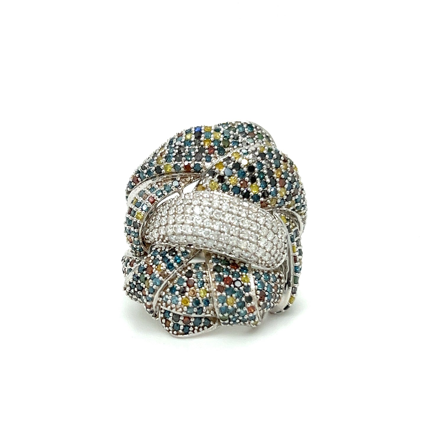 Multi Color Diamond Knot Ring