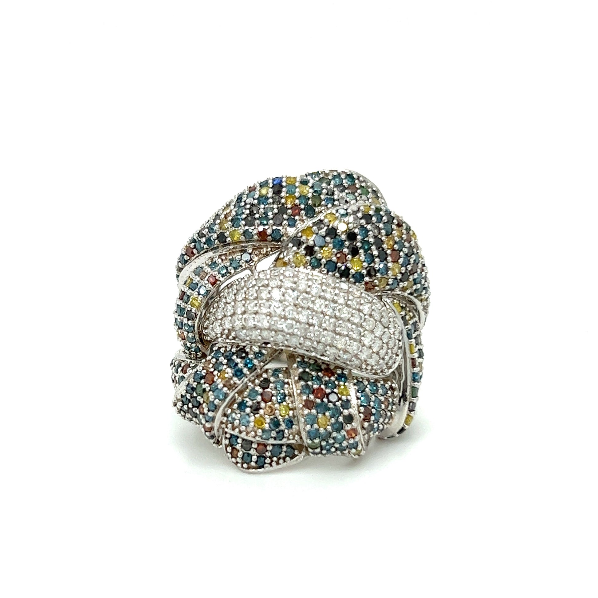 Multi Color Diamond Knot Ring