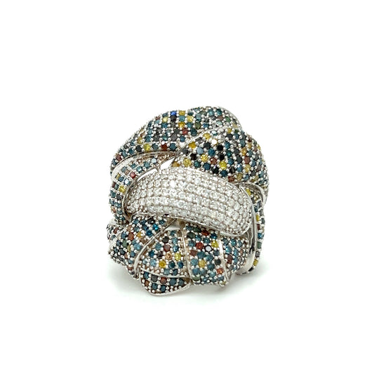 Multi Color Diamond Knot Ring