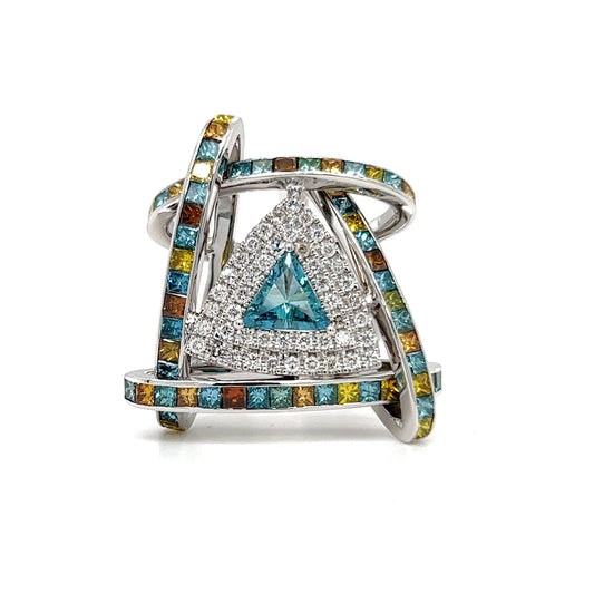 Multi Color Diamond Orbits Ring