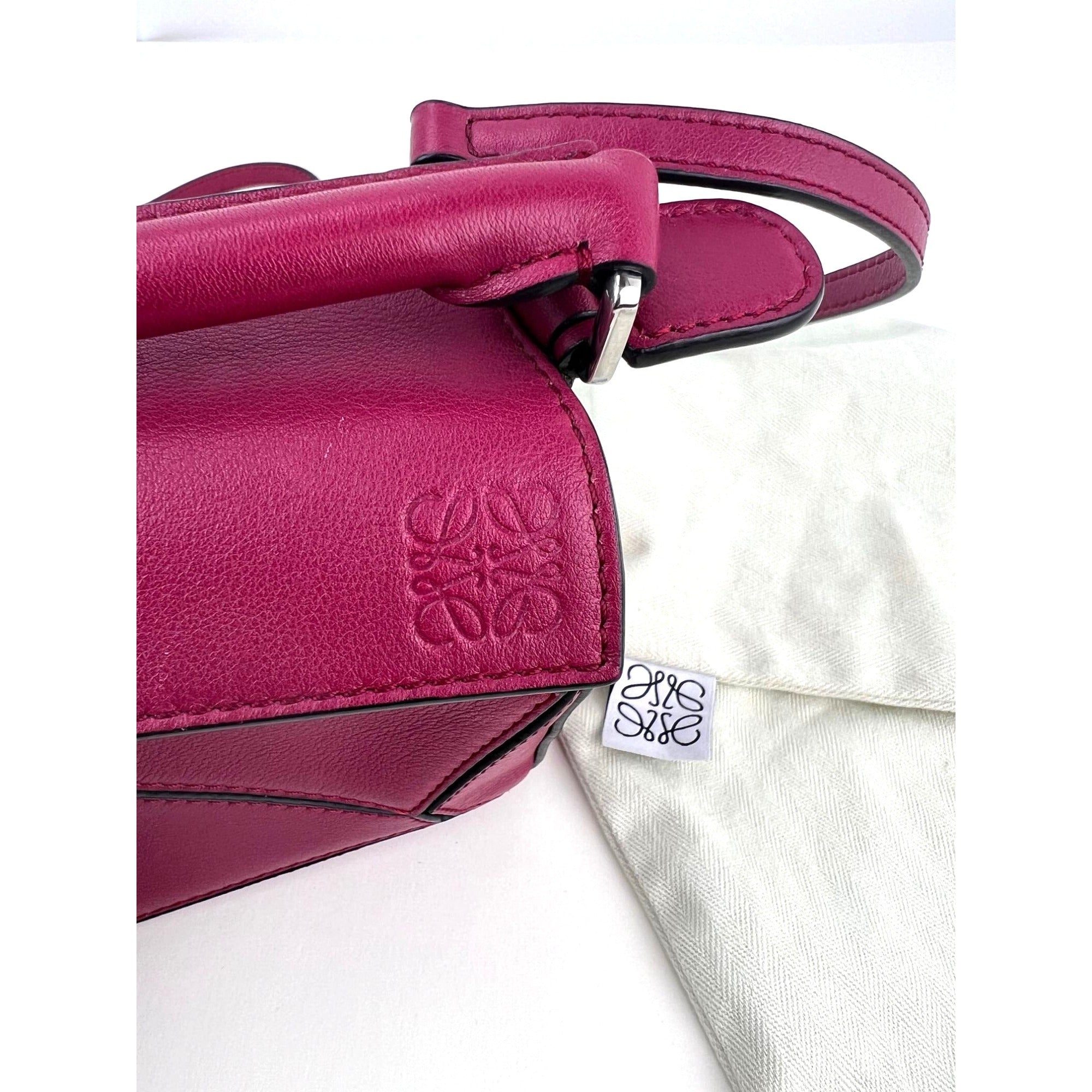 Loewe Calfskin Mini Crimson Puzzle Crossbody Hand Bag