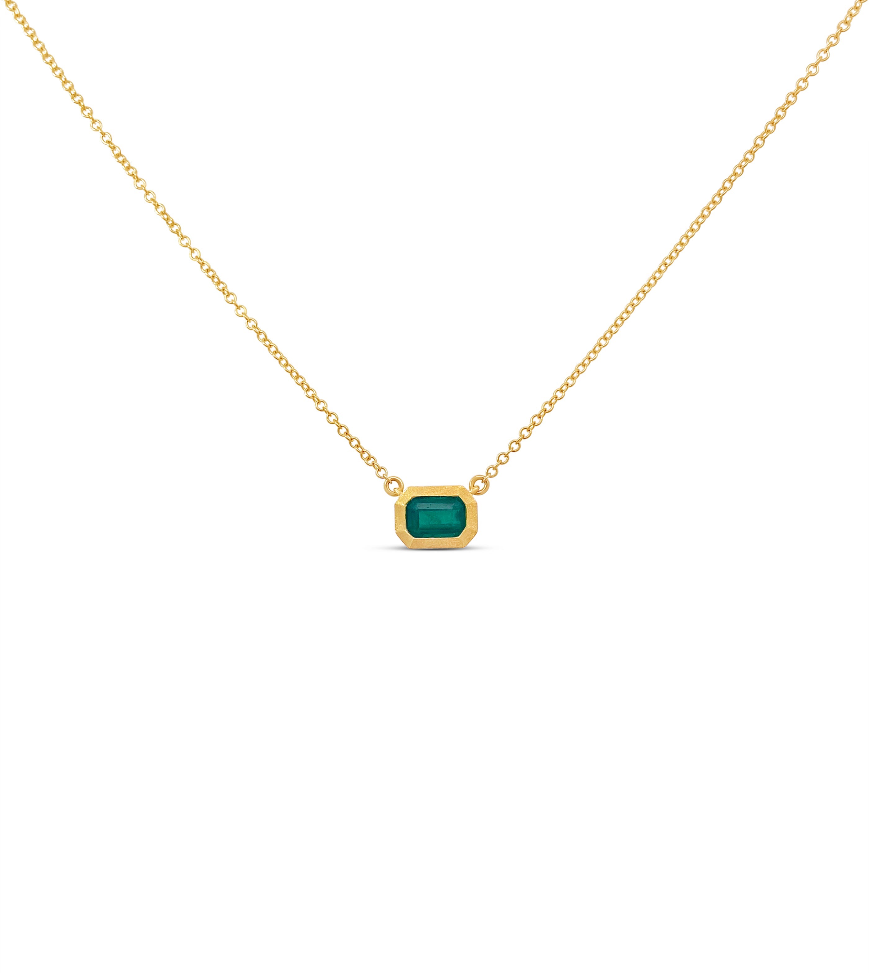 Emerald Bezel Necklace