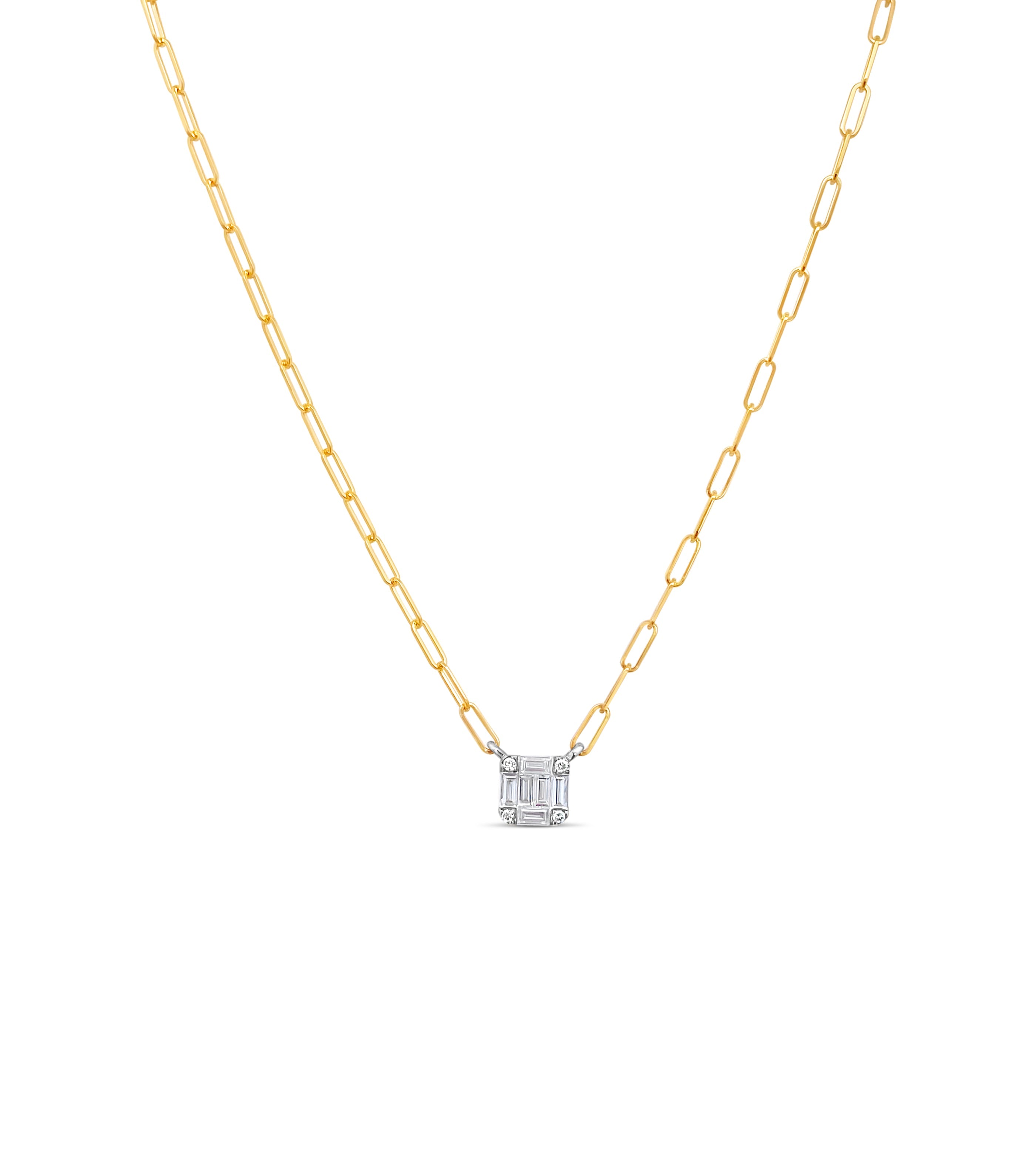 Diamond Emerald Cut Cluster Necklace