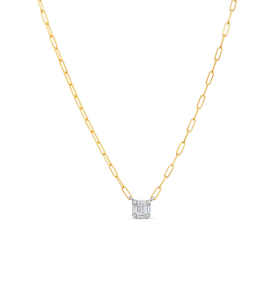 Diamond Emerald Cut Cluster Necklace