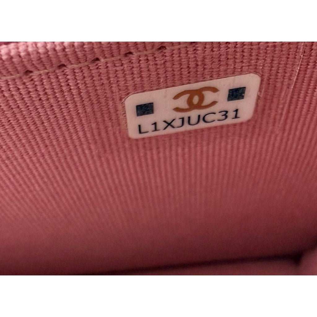 Chanel Tweed Quilted Mini Flap Pink Chain Waist Shoulder Bag