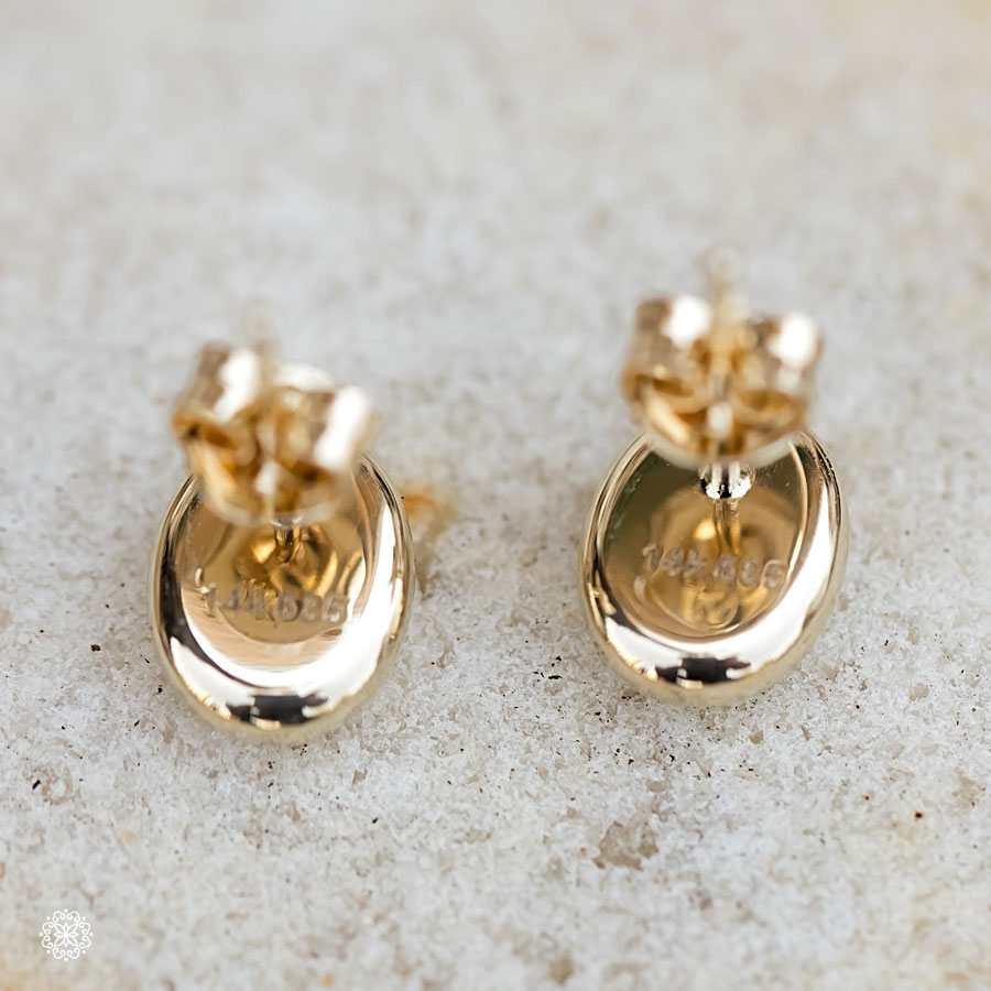 Simple Oval Australian Doublet Opal Stud Earrings 14k Yellow Gold