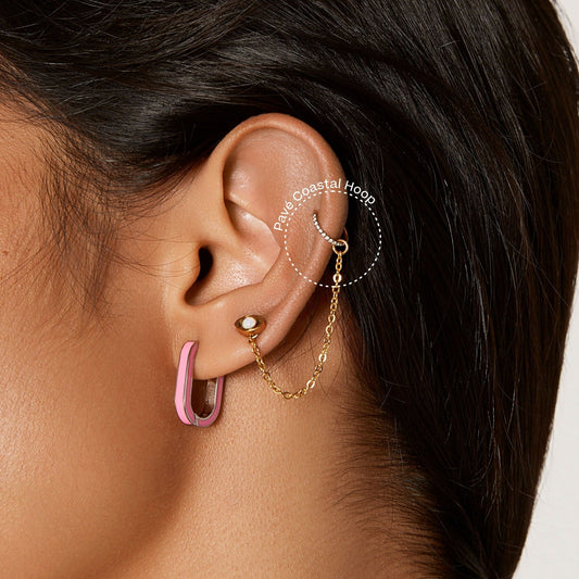 Single Pavé Coastal Hoop Earring