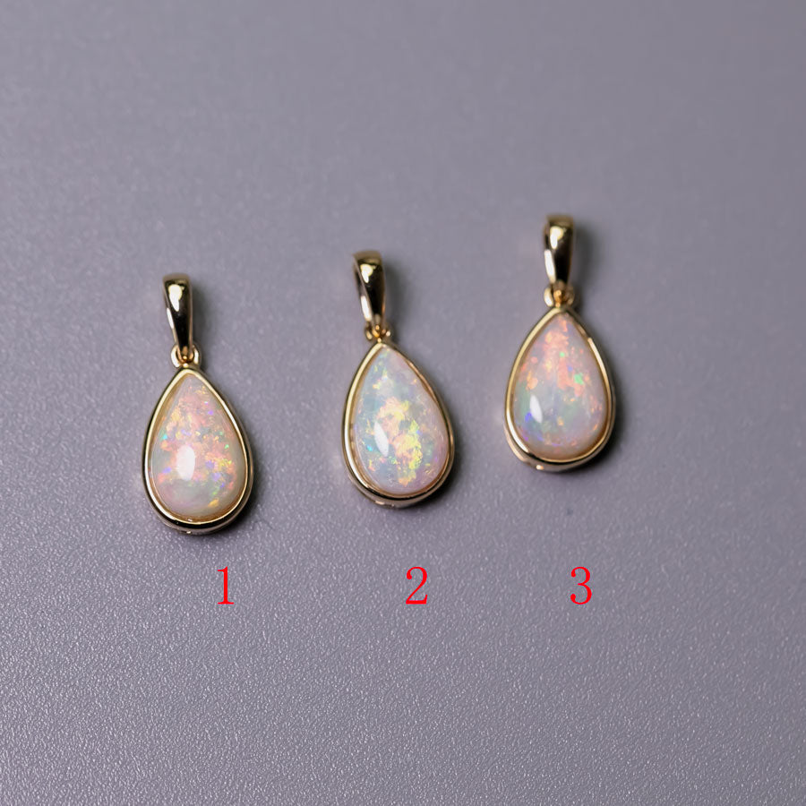 Pear Shaped Australian Solid Opal Necklace 14k Yellow Gold