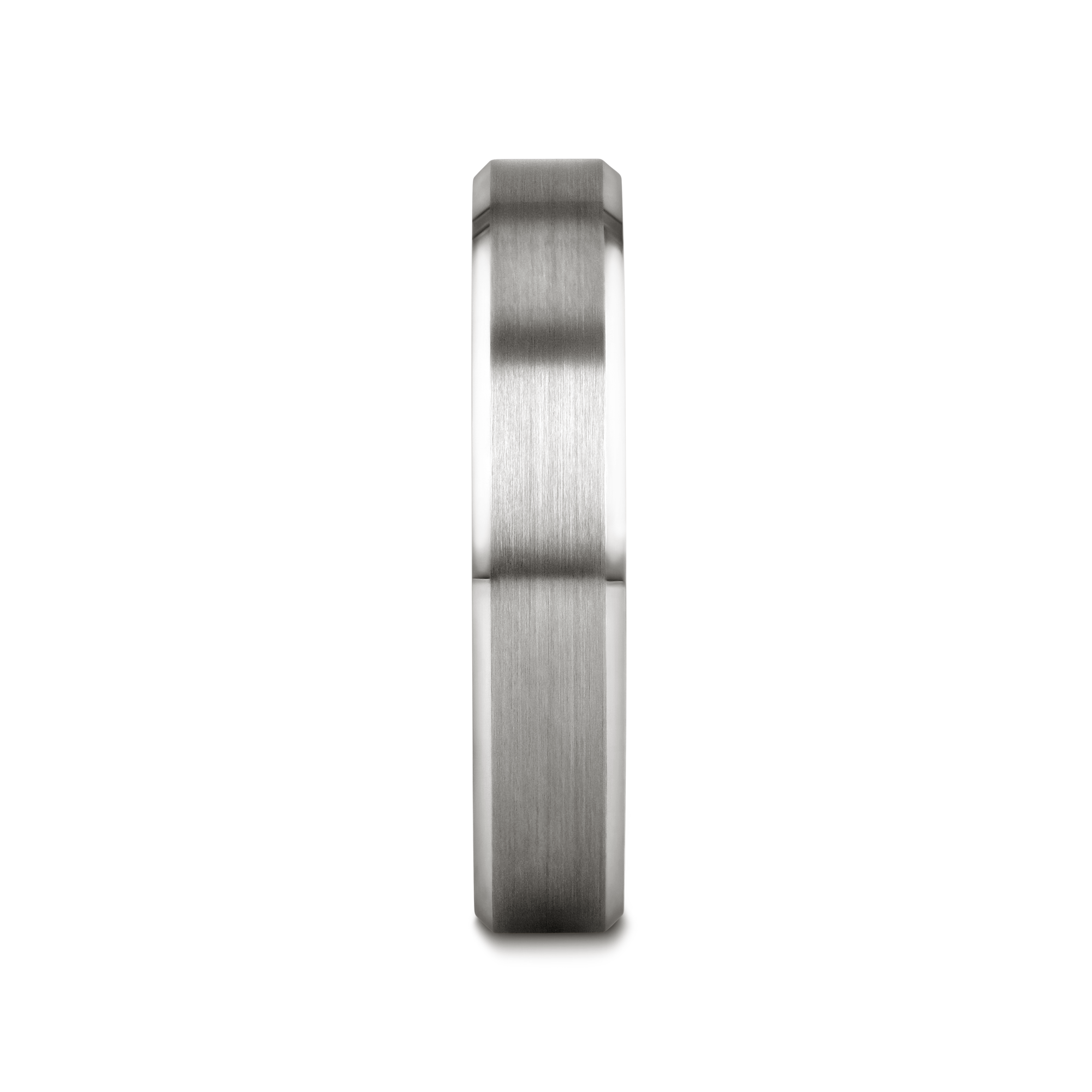 PETERSBURG Brushed Center White Tungsten Ring with Beveled Edges - 4mm - 10mm