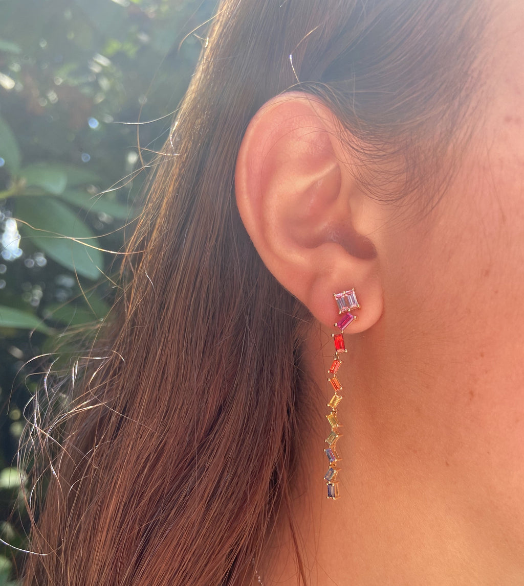Rainbow Sapphire Drop Earring